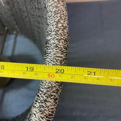 LOT 695: OUTDOOR LIGHT FIXTURE CORDED SHADE. 20" WIDE X 14" TALL