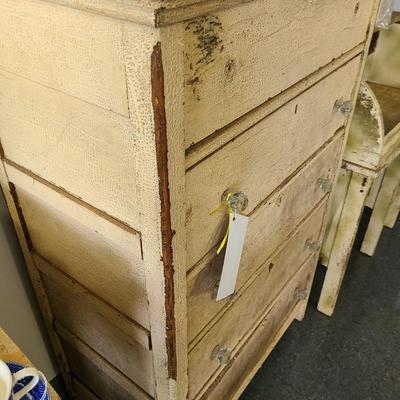 Oak Tall Chest of Drawers with Glass Knobs - 32 1/2 x 18 1/2 inches and 47 tall