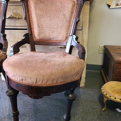 CHOICE of 2 Victorian Walnut Chairs with Casters on Front legs