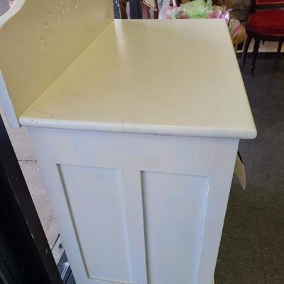 Antique White Washstand with Pie Crust Design - 29 1/2 x 17 1/2 inches and 30 tall