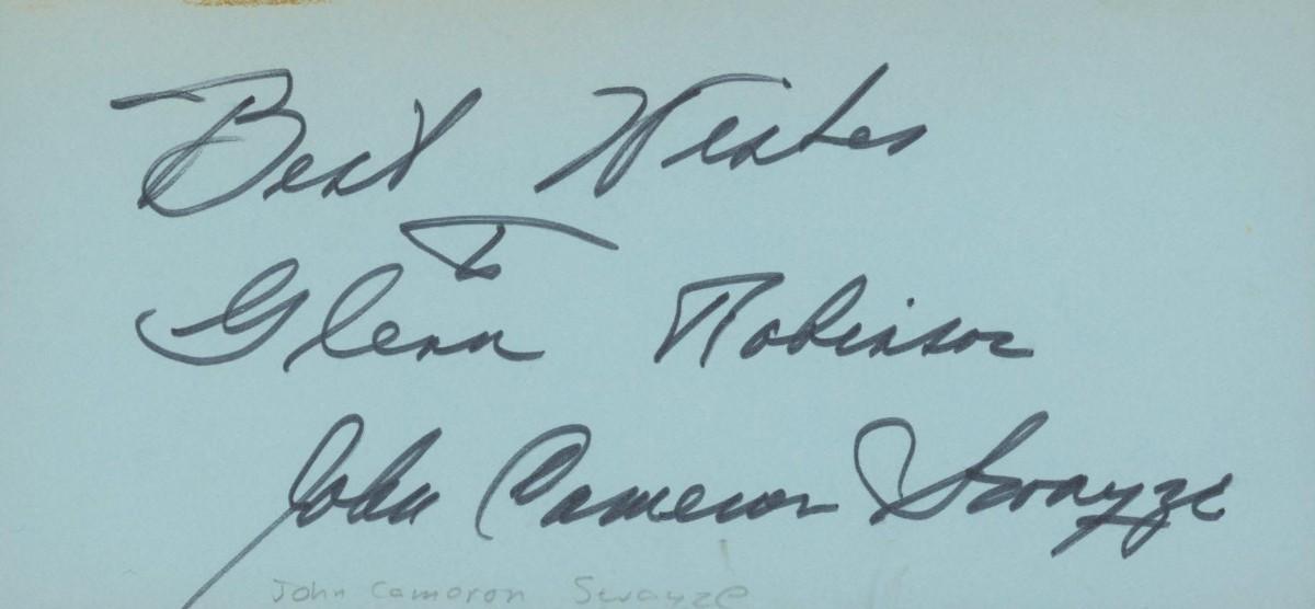 John Cameron Swayze signed note