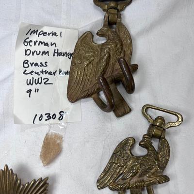 Cast brass German Imperial eagle parade findings Drum hangers