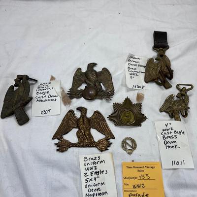 Cast brass German Imperial eagle parade findings Drum hangers
