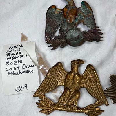 Cast brass German Imperial eagle parade findings Drum hangers