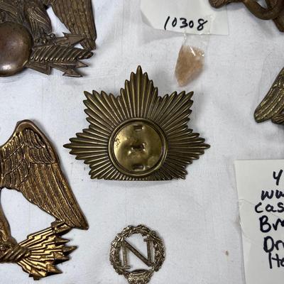 Cast brass German Imperial eagle parade findings Drum hangers