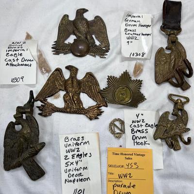 Cast brass German Imperial eagle parade findings Drum hangers