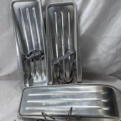 4 Antique Aluminum Children's snow shoes, Camp Primus Stove and fuel