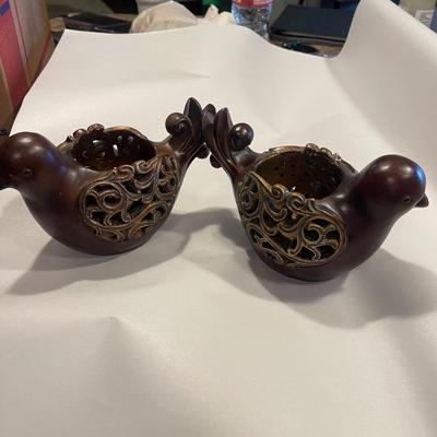 Ceramic Dove Candle Holders set of 2