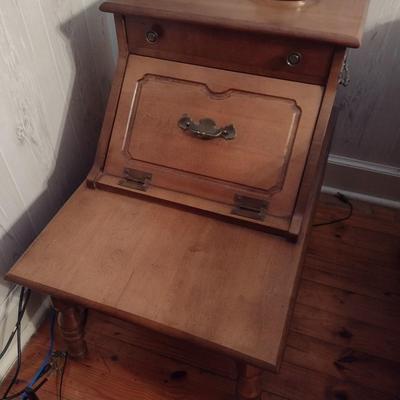 Vintage Solid Wood Side Phone Table (No Contents)