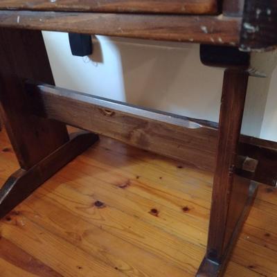 Solid Wood Vintage Walnut Writing Desk includes Chair (No Contents)