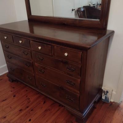 Vintage Ethan Allen 4 over Six Dresser with Mirror