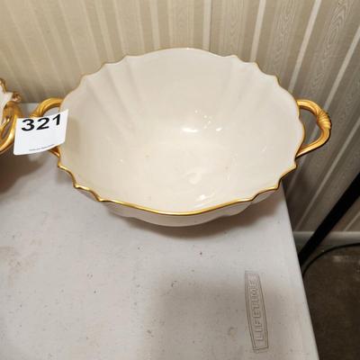 4 Large Lenox Serving Dishes Platter Bowl  24K Gold Trim Made in USA