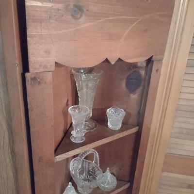 Custom Hand-Crafted Solid Wood Open Shelf Farmhouse Corner Cabinet (No Contents)