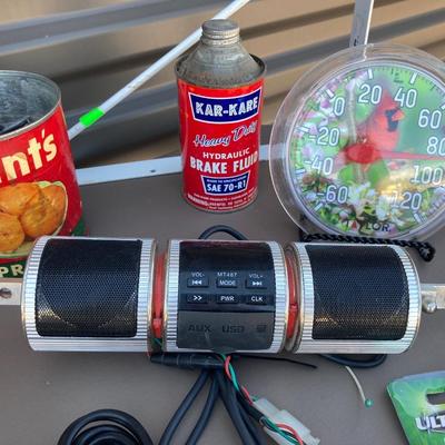 A MOTORCYCLE STEREO AND A WHOLE RANDOM BUNCH OF MISC STUFF