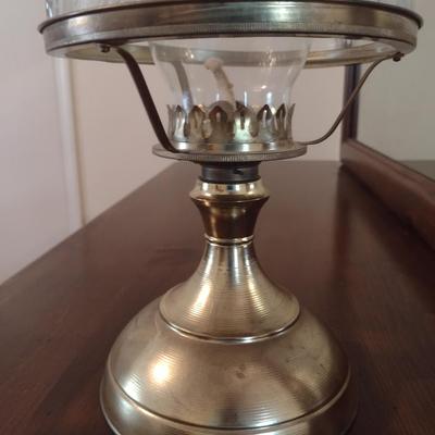 Vintage Oil Lamp with Glass Shade