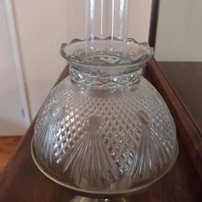 Vintage Oil Lamp with Glass Shade