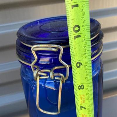 LEAD CRYSTAL CANDLE ðŸ•¯ï¸ HOLDER AND COBALT BLUE CANISTERS, GLASS Decanter with no stopper