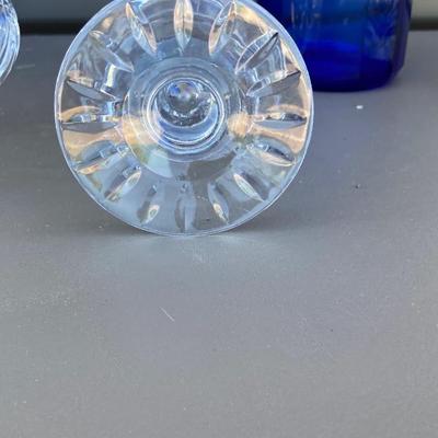 LEAD CRYSTAL CANDLE ðŸ•¯ï¸ HOLDER AND COBALT BLUE CANISTERS, GLASS Decanter with no stopper