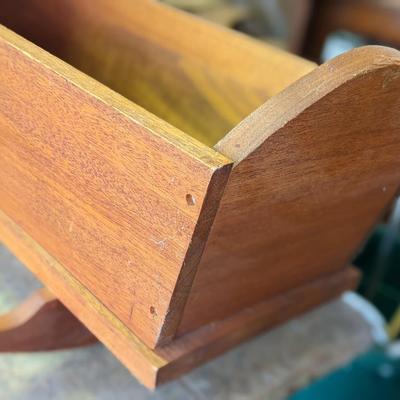 Vintage Handmade Wooden Rocking Baby Cradle