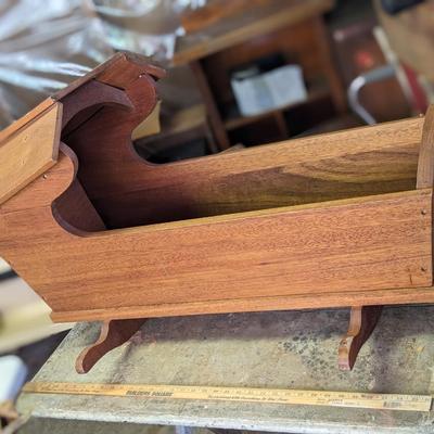 Vintage Handmade Wooden Rocking Baby Cradle