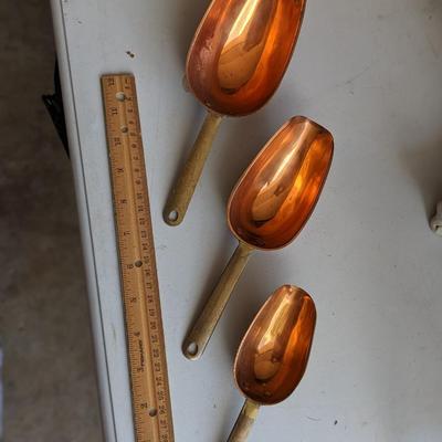 Vintage Copper Dry Measuring Scoops