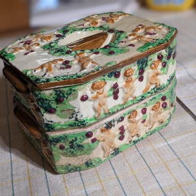 Set of 2 Vintage Stacking Candy/Nut Dishes with Lid~Japan