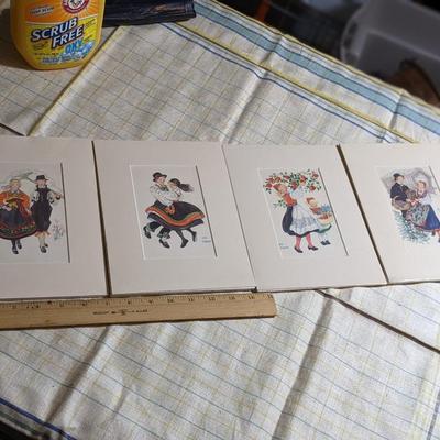 4 Nice Prints of Aina Stenberg Scandinavian Folk Dancing