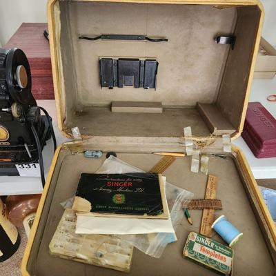 Vintage Portable Singer 301 Sewing Machine w Case & Accessories working