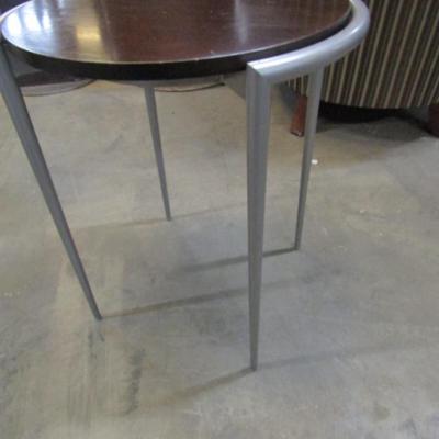 Side Table- Metal Frame with Wood Finish Center (Choice A)