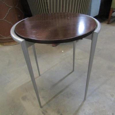 Side Table- Metal Frame with Wood Finish Center (Choice B)