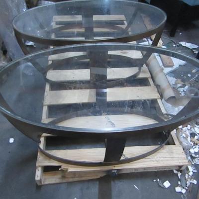 Oval Glass Top Coffee Table with Metal Frame