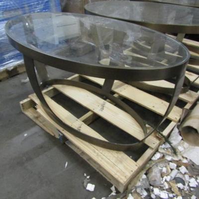 Oval Glass Top Coffee Table with Metal Frame