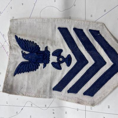 United states California Nautical navigation Map, US Navy 1st class Petty Officer  Patch and Singapore airmail