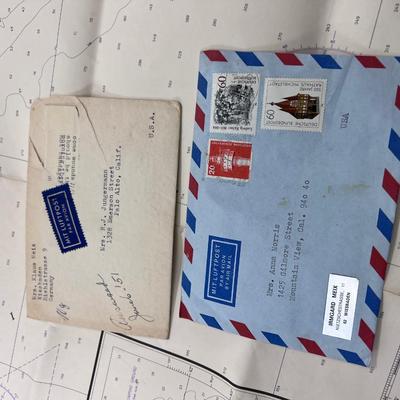 United states California Nautical navigation Map, US Navy 1st class Petty Officer  Patch and Singapore airmail