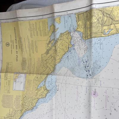 United states California Nautical navigation Map, US Navy 1st class Petty Officer  Patch and Singapore airmail