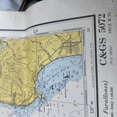 United states California Nautical navigation Map, US Navy 1st class Petty Officer  Patch and Singapore airmail