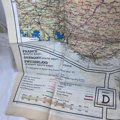 Silk WW2 Europe army map carried by vetern during his time in ground troops.
