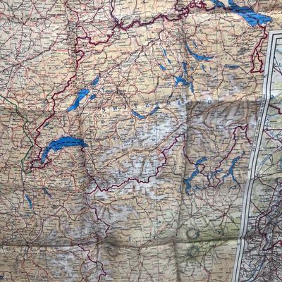 Silk WW2 Europe army map carried by vetern during his time in ground troops.