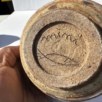 Vintage stoneware bowl signed