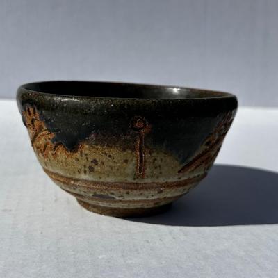 Vintage stoneware bowl signed