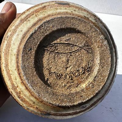 Vintage stoneware bowl signed