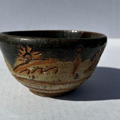Vintage stoneware bowl signed