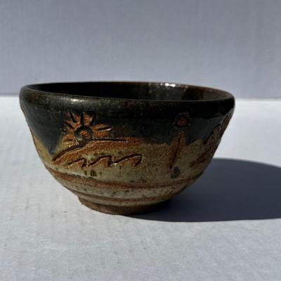 Vintage stoneware bowl signed