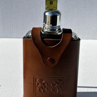 Vintage Glass flask in leather case