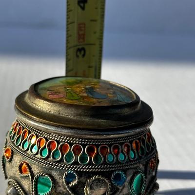 Vintage Asian trinket box with jewels