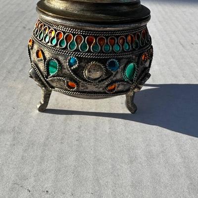 Vintage Asian trinket box with jewels