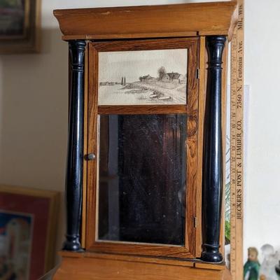 Vintage Wood Clock Case, Lovely Sketching