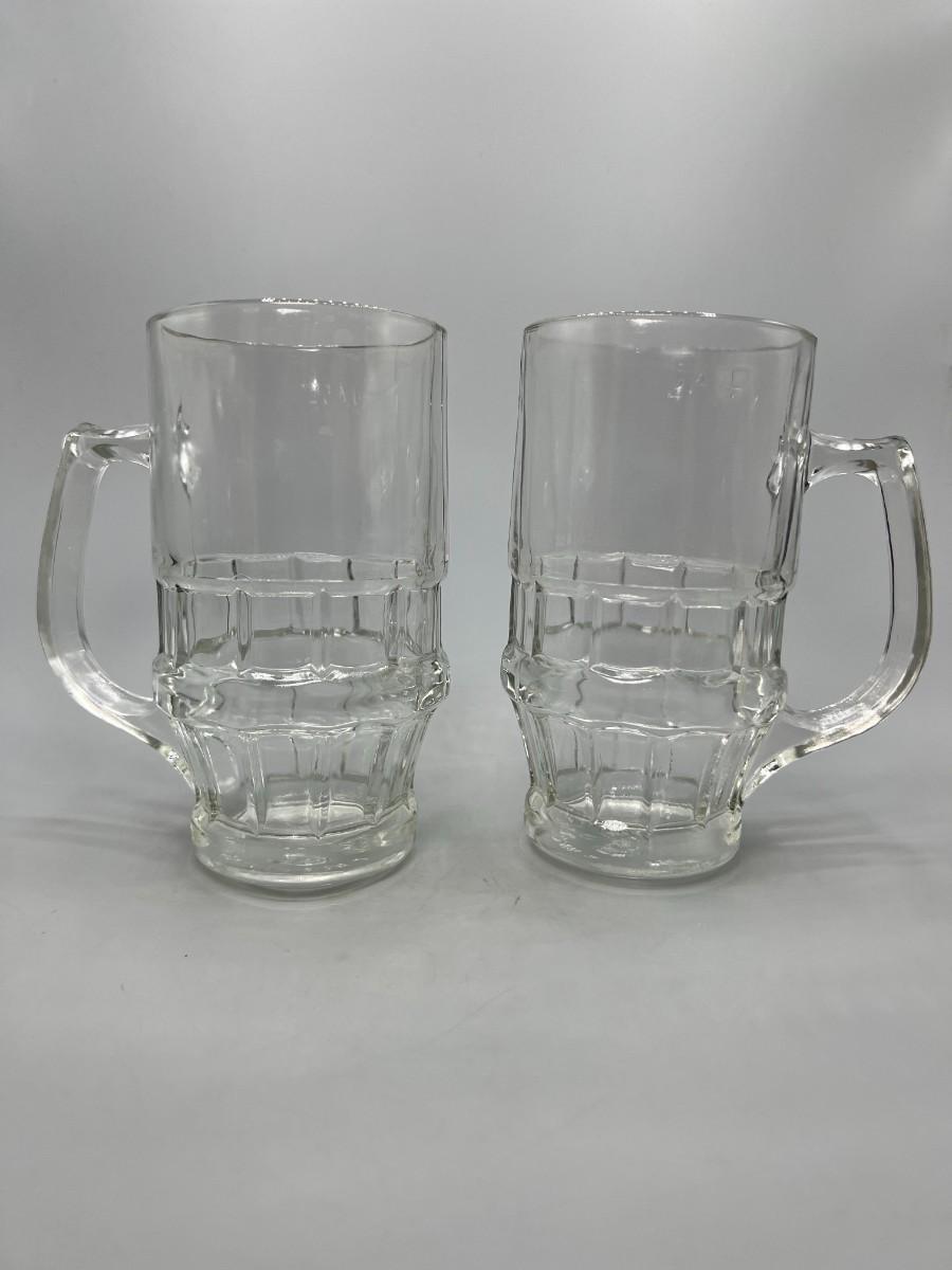 Pair of Classic Clear Thick Glass Beer Steins