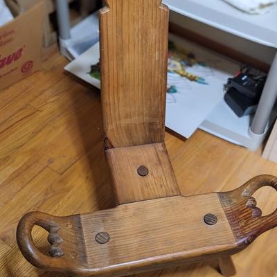 Vintage Don Shoemaker Wood 3 Legged "Silla Partera"