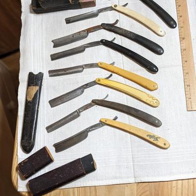 Lot of  8 Vintage Antique Straight Razors